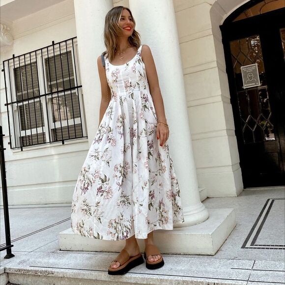 Brock H&M Midi Dress Lyocell Blend Floral - Picture 1 of 10